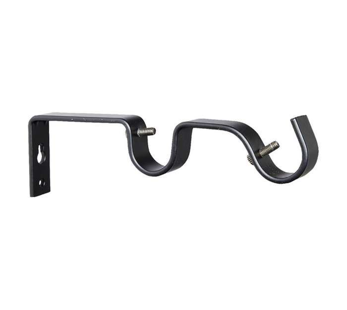 Steel Double Rod Bracket - Black (25mm)