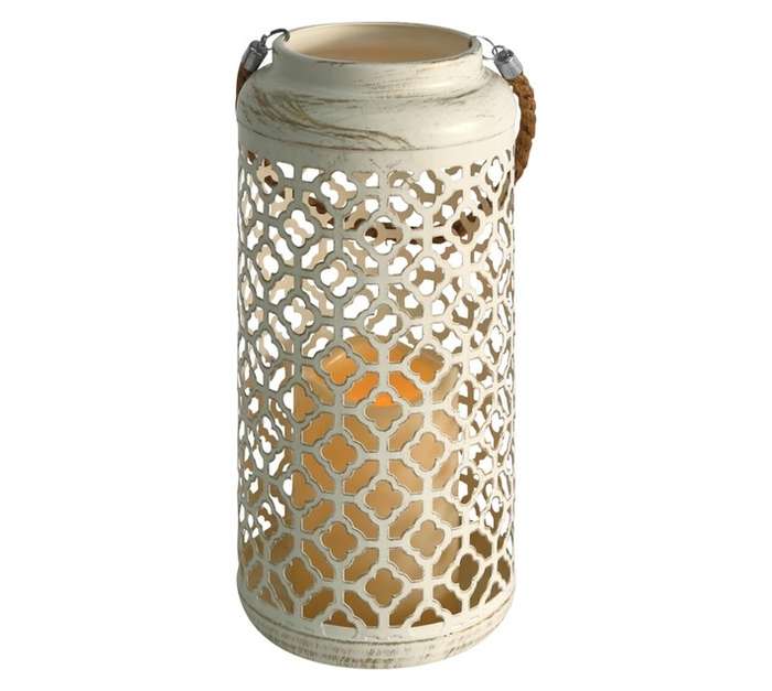 DH Large Cut Out LED Lantern - White