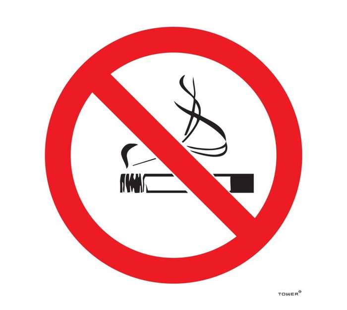 Tower No Smoking Sign - Black/Red/White (150 x 150mm)