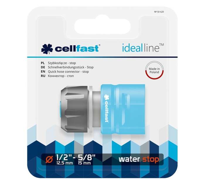 Cellfast CF50-620 Hose Quick Connector - Stop - Grey/Blue (12 - 15mm) Blister
