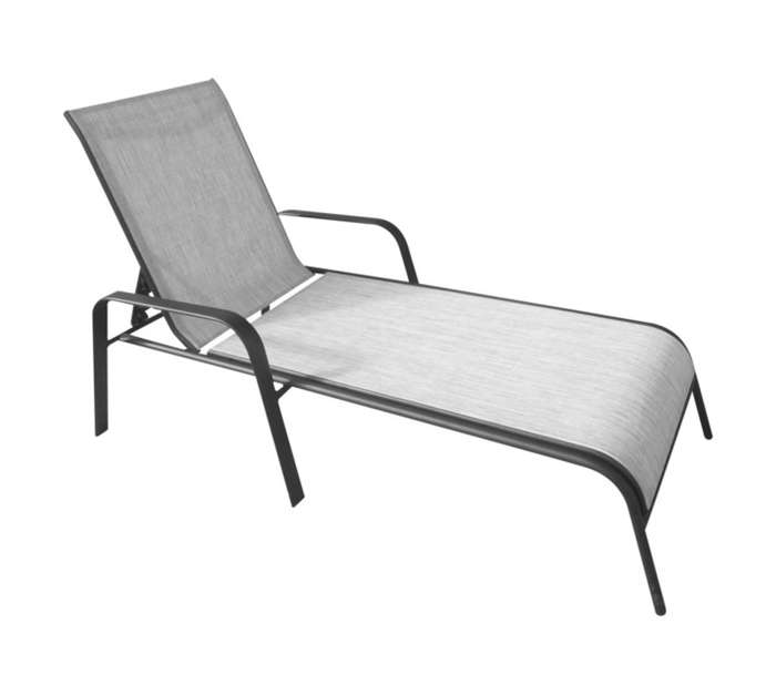 Design House LF62099-GBG Steel Textilene Lounger - Grey (1700 x 650 x 1000mm)