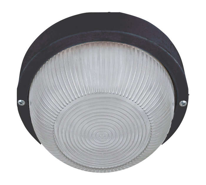 Lightworx 5037AB Small Round Glass E27 Bulkhead - Black