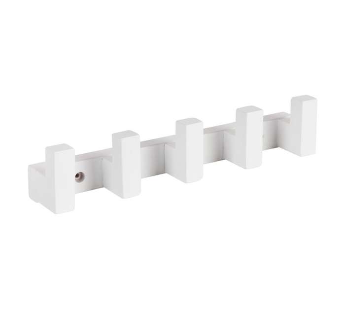 Lusso 5 Hook Bathroom Rack - White (130 x 80 x 25mm)