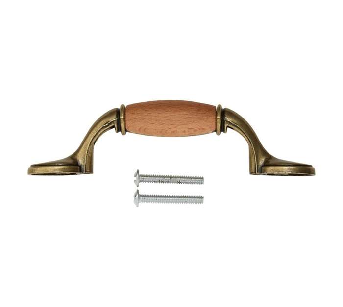 Home and Kitchen Duckfoot Handle - Oak/Geo Brass (76mm)