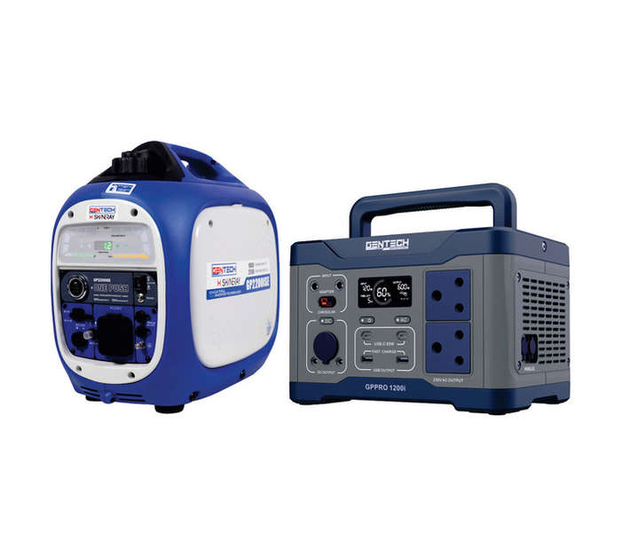 Gentech GPPRO1200I/GP2200ISE Pure Sine Wave Portable Power Station - Grey/Blue