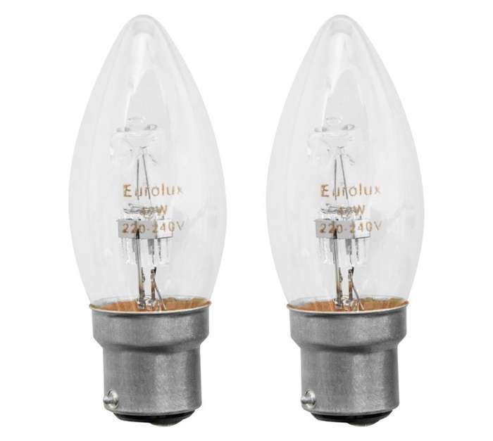 Eurolux 2 x B22 Halogen Candle Globe (42w)