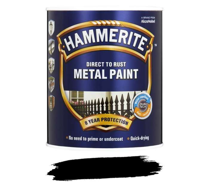 Hammerite Direct to Rust Hammered Metal Paint - Black (500ml)