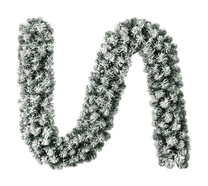 Evergreen Snowy Oxford Garland - Green/White (2740mm)