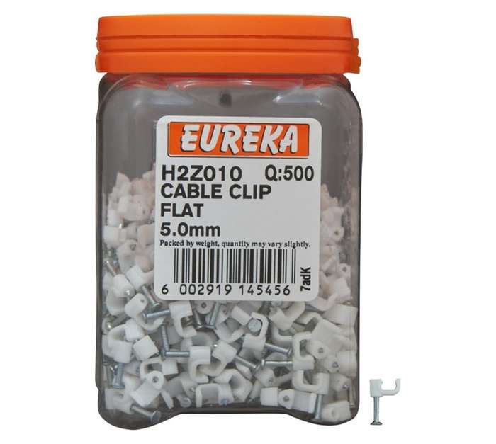 Eureka 500 x Flat Cable Clips (5mm)