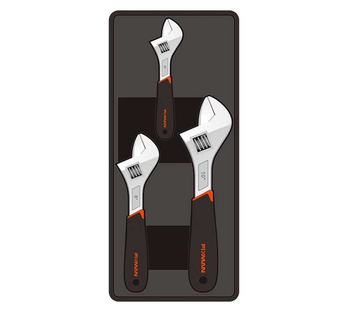 Fixman FIX F1BT23 3 Piece Adjustable Wrench Tray Set