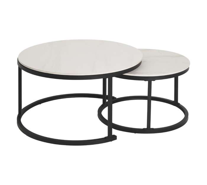 GOF Coral Nesting Coffee Table - Black/White (800 x 800 x 600mm)