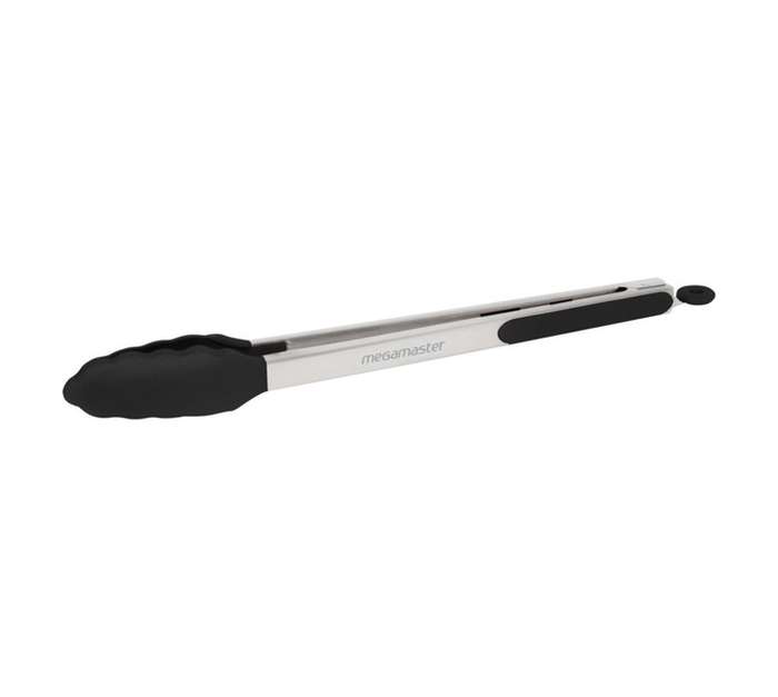 Megamaster Long Handle Silicone Tong - Silver/Black