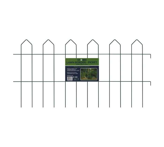 Storm Lawn Picket Border Fence - Green (1000 x 540mm)