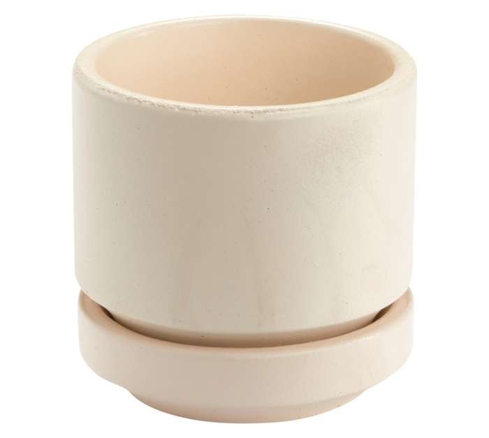 Good Roots Joss Concrete Pot and Saucer - Oatmeal (160 x 160mm)