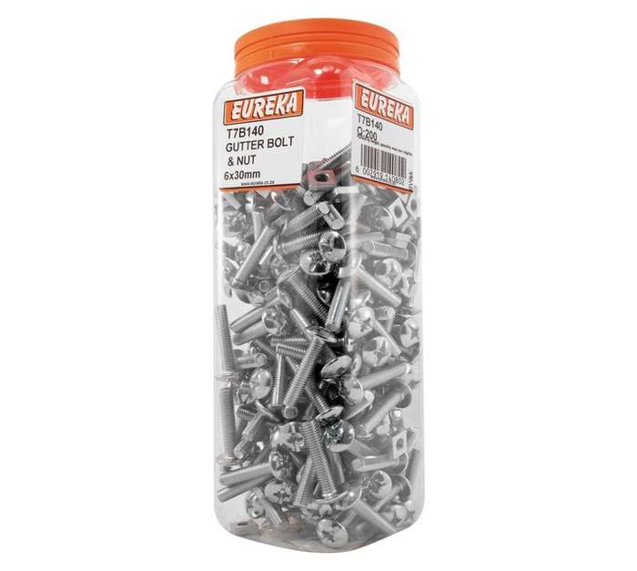 Eureka 6 x 30mm Gutter Bolt and Nut (200 Pack)