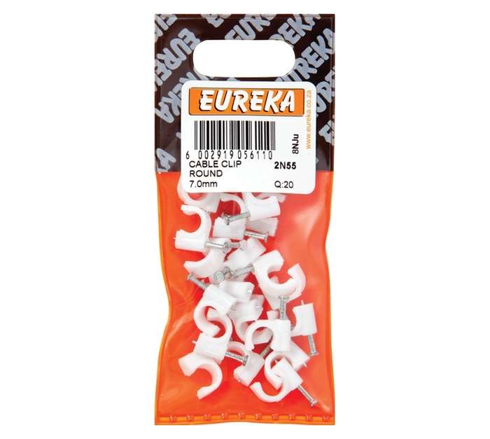 Eureka 20 x Round Cable Clip (7mm)