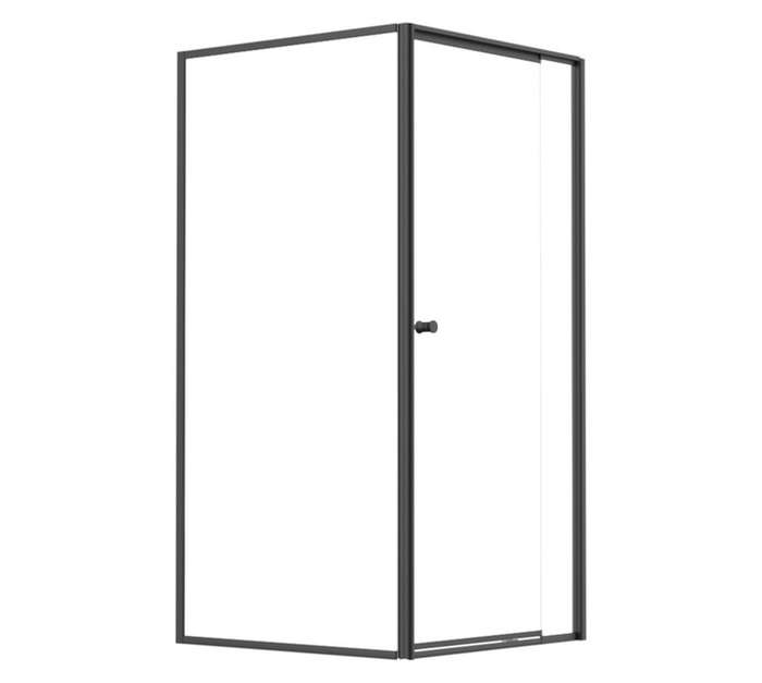 Finestra Telescopic Pivot Door and Return Panel - Black (900 x 900mm)