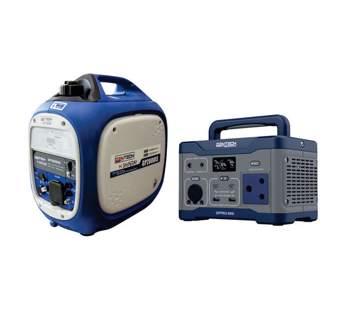 Gentech GPPRO600I/GP2000IS Pure Sine Wave Portable Power Station - Grey/Blue