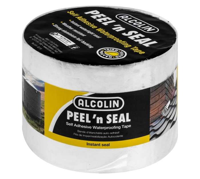 Alcolin Peel and Seal Tape - Black bitumen/aluminium (110 x 110 x 50mm)