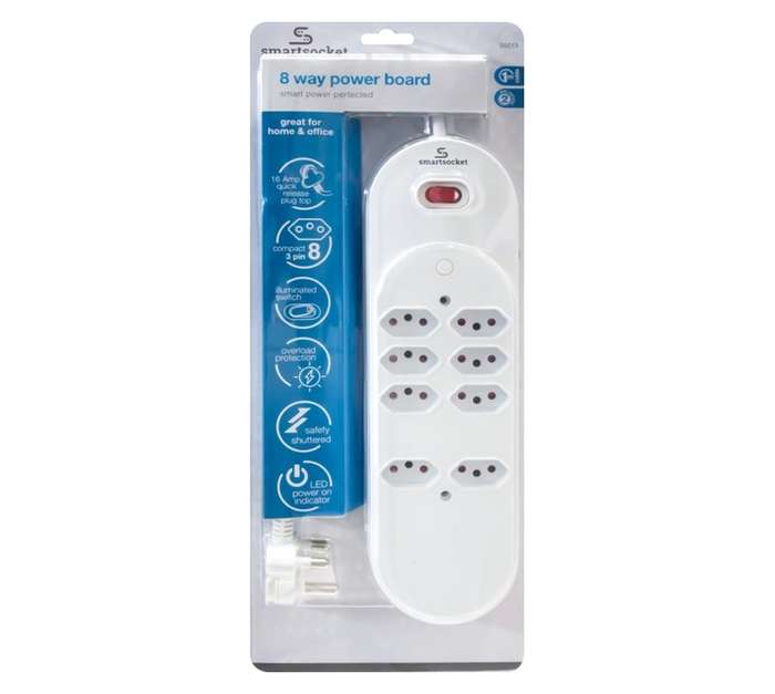 Smartsocket 8 Way Power Board Adaptor - White