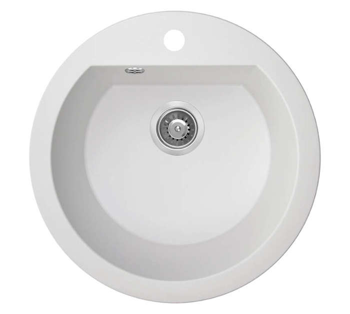 Laveo Dafne 1 Bowl Poligran Sink - White (510 x 510 x 190mm)