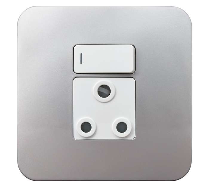 Veti Switch Plug - White/Silver (100 x 100mm)