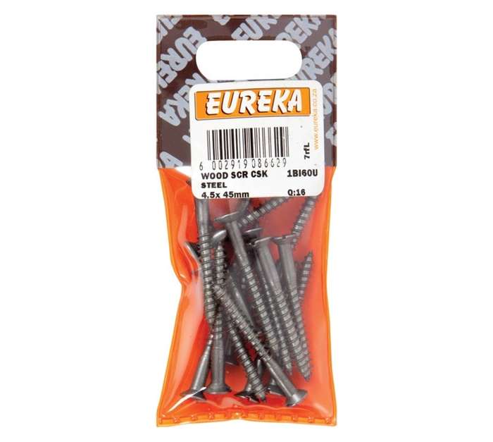 Eureka 16 x Countersunk Steel Wood Screws ( 4.5 x 45mm)