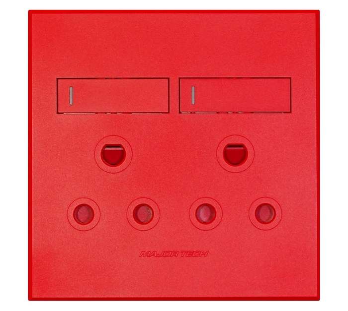 Veti Series 3 Double Dedicated Plug Sockets - Red (100 x 100mm)