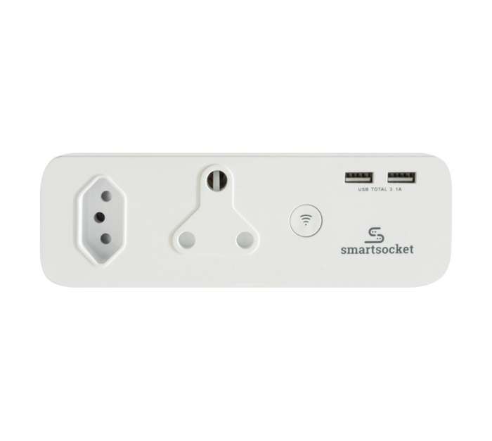 Smartsocket WiFi Power Plug Adapter with 2 USB Ports - White