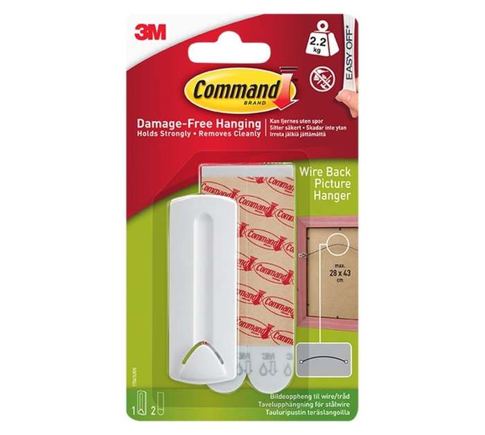 3M Command Picture Hanger with Strips - White
