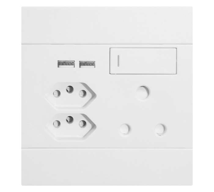 Veti 2VW227 2 USB 4x4 Socket Switch - White