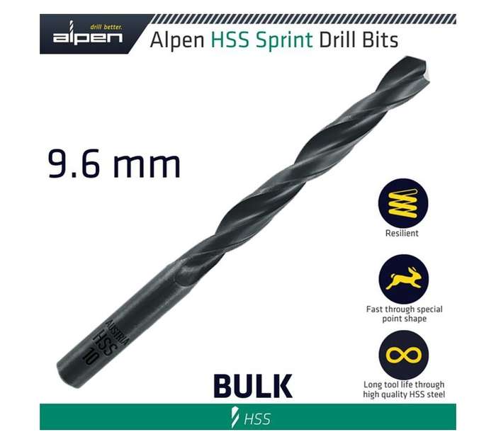 Alpen 10 x HSS Sprint Drill Bits (133 x 9.6mm)