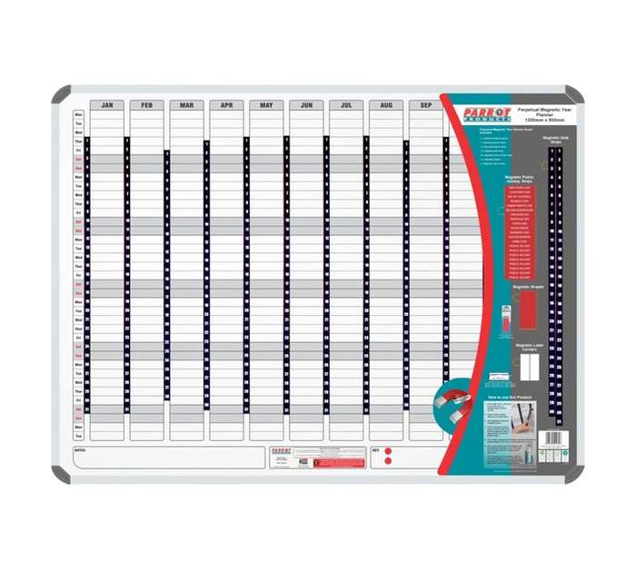 Parrot Products BD5160 Magnetic Year Planner Whiteboard (1500 x 1200mm)