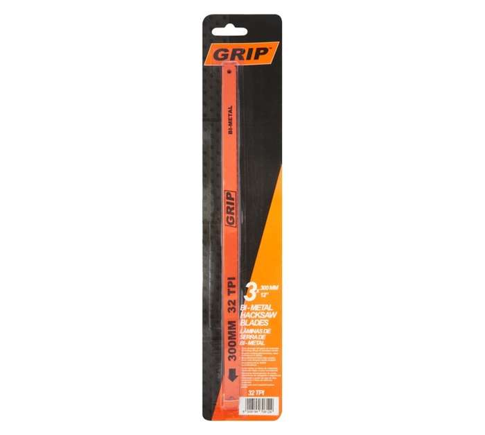 Grip 3 x Bi-Metal 32TPI Hacksaw Blades (300 x 1.06 x 37.7mm)