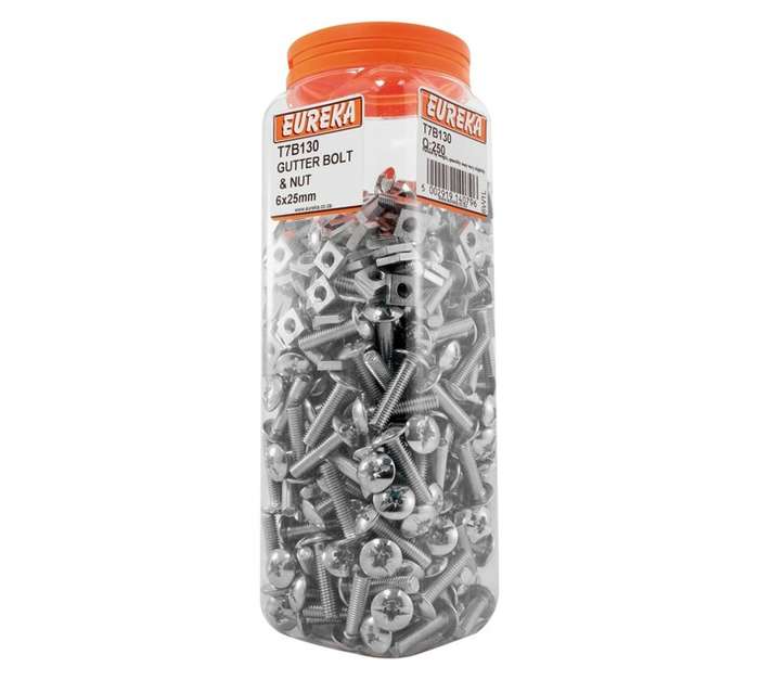 Eureka 6 x 25mm Gutter Bolt and Nut (250 Pack)