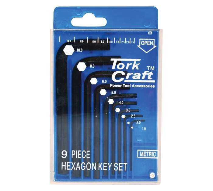 Tork Craft CR-V 9 x Hex Key Set (1.5-10)