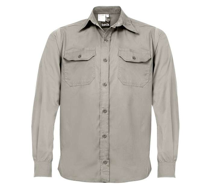 Beck Cotton Long Sleeve Shirt - Stone (Extra L)