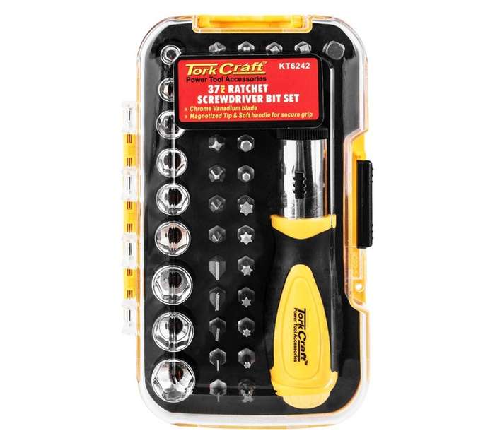 Tork Craft KT6242 37 Piece Screwdriver Rachet Set - Black/Yellow