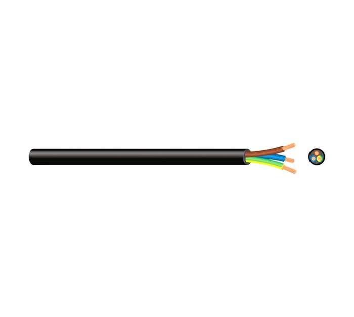 Cabtyre 3 Core R1 Cable - Black (2.5mm) (Per Meter)