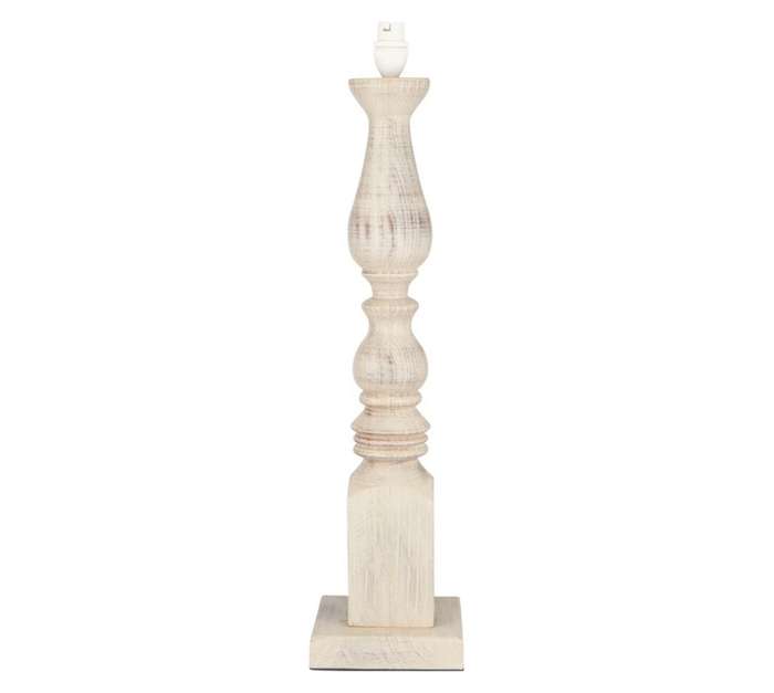 Wooden Fleures Lamp Base - White Wash