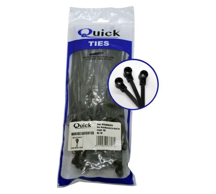 Quick Ties Car Head Mount Ties (4.8 x 165mm)