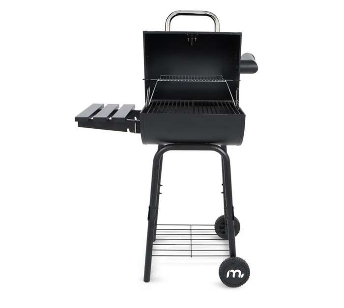 Megamaster FSSB0004 Charlie Grill and Smoker with Chimney - Black (860 x 520 x 1170mm)