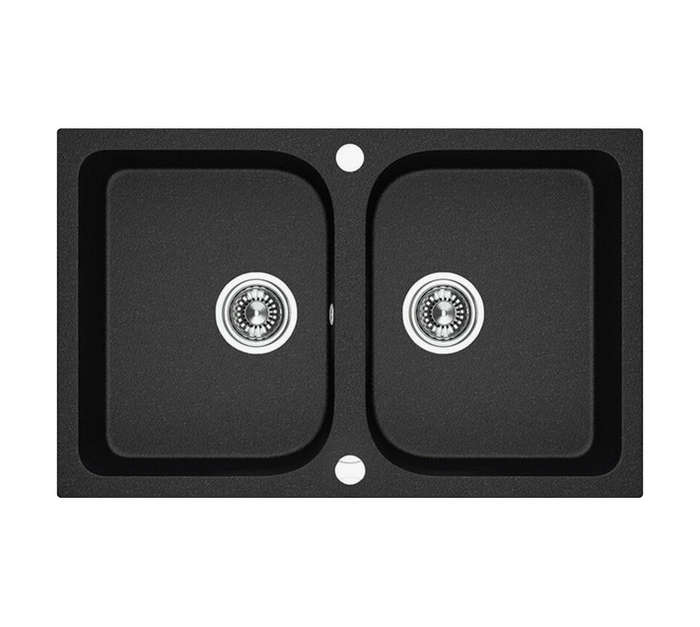Laveo Celia 2 Bowl Sink - Monochrome Black (760 x 480 x 170mm)