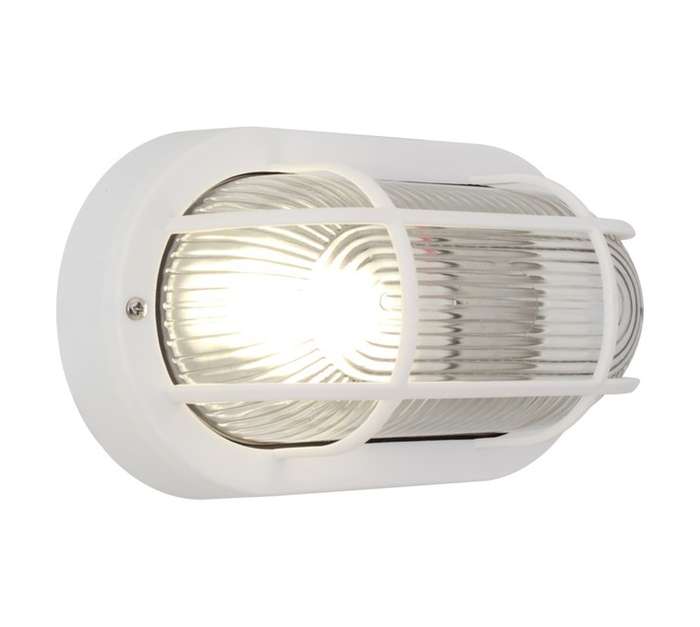 Eurolux Oval Bulkhead Light wit Grid - White (60W)