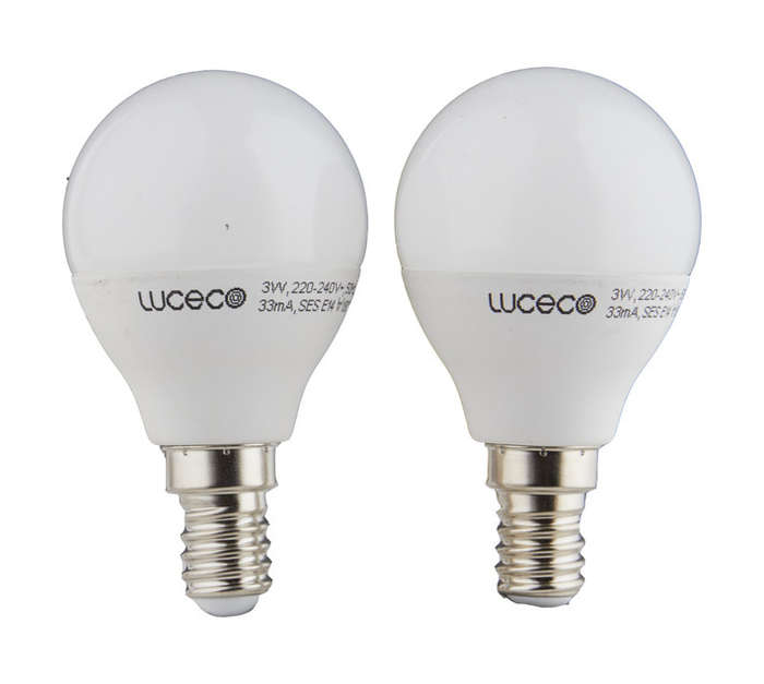 Luceco 2 x E14 Mini LED Globe - Warm White (3w)