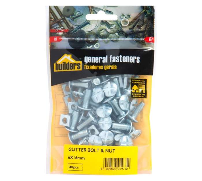 BP-GB0616-40 40 x Gutter Bolts and Nuts (6 x 16mm)