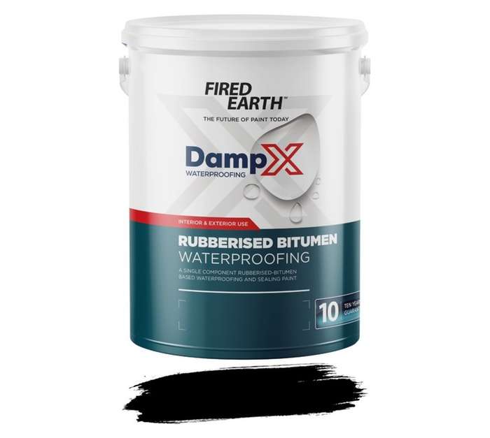 Fired Earth BW160-1-5L DampX Rubberised Bitumen Waterproofing - Black (5L)