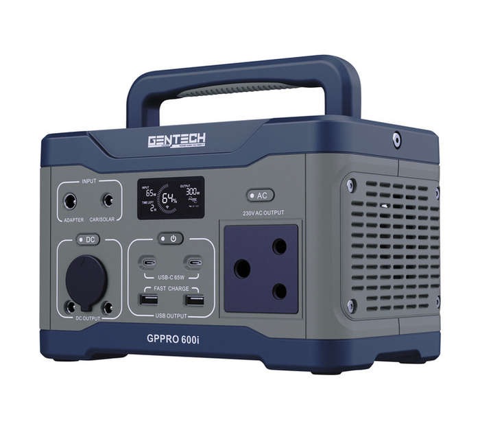 Gentech GPPRO600I Portable Power Station - Grey/Blue (350W)