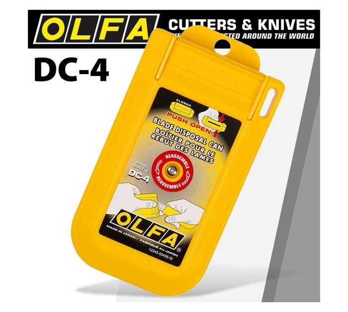 Olfa OLF DC-4 Blade Disposal Case with Push Open Lid - Yellow