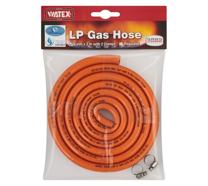 Watex LPG8002 Gas Hose and Clamps (2000mm)